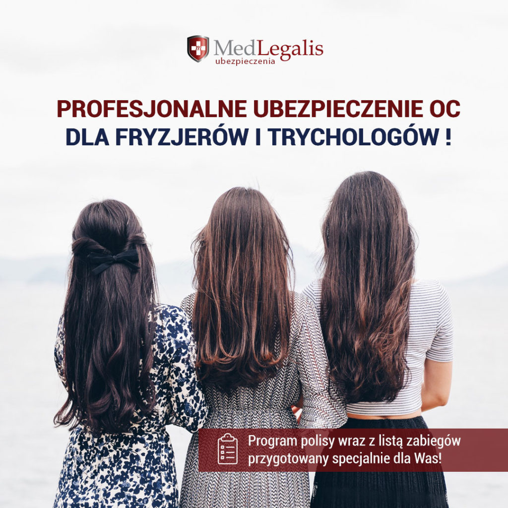 Reklama MedLegalis Ubezpieczenia, trzy kobiety z długimi włosami, stojące tyłem